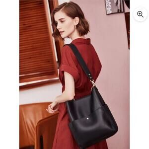 BOSTANTEN Women's Black Leather Hobo Bag
